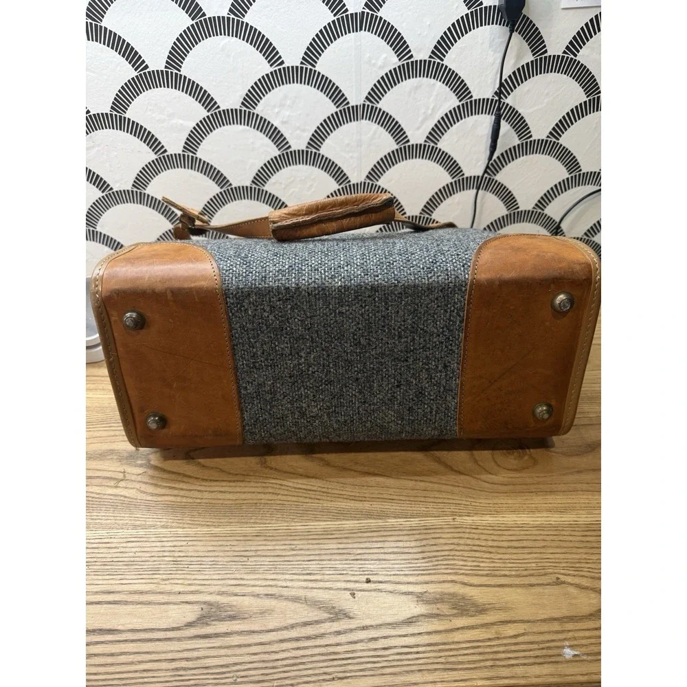Hartmann Vintage Blue Tweed and Belting Leather Briefcase Laptop Bag Academia